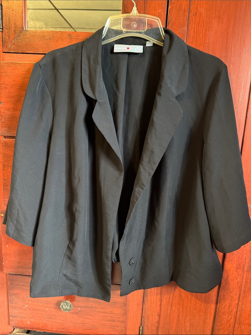 Avenue Studio Black Open-Front Draped Blazer